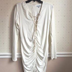 Fashion Nova White Longsleeve Bodycon Dress